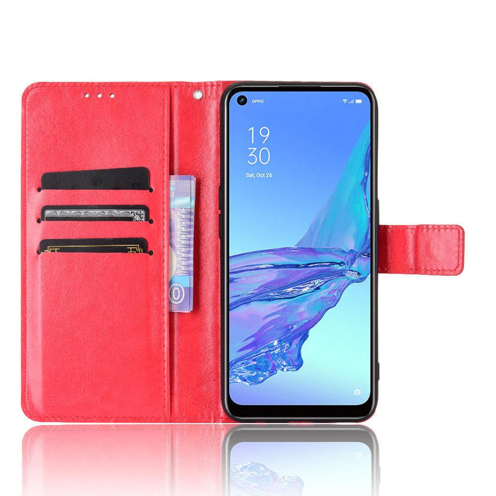 Crazy Horse Texture Protector Wallet Stand Leather Shell for Oppo A53(2020)/A32 (2020)