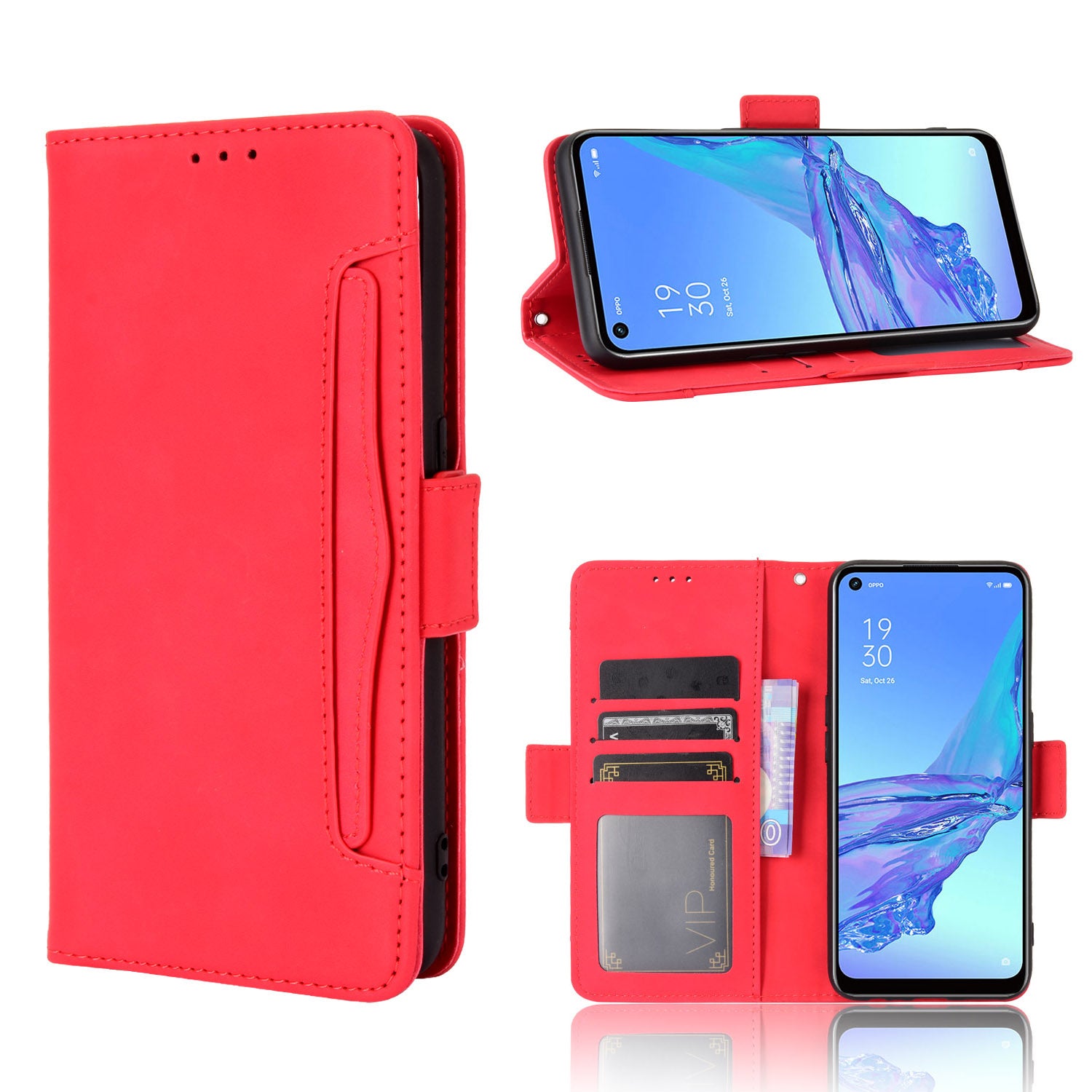 Multiple Card Slots Leather with Wallet Cell Phone Cover for Oppo A53/A32 (2020)