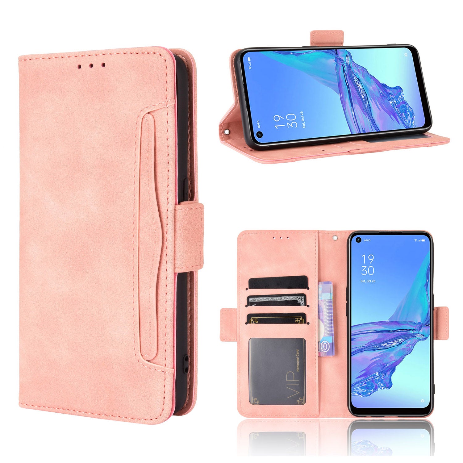 Multiple Card Slots Leather with Wallet Cell Phone Cover for Oppo A53/A32 (2020)