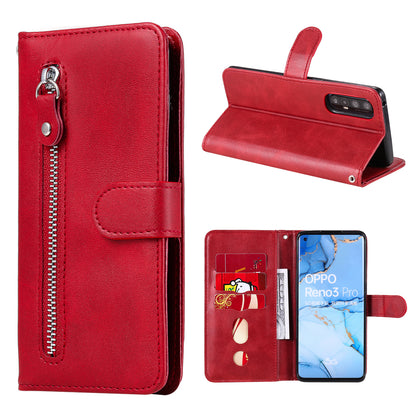 Zipper Pocket Leather Protector Wallet Case for OPPO Find X2 Neo/Reno3 Pro