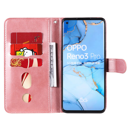 Zipper Pocket Leather Protector Wallet Case for OPPO Find X2 Neo/Reno3 Pro