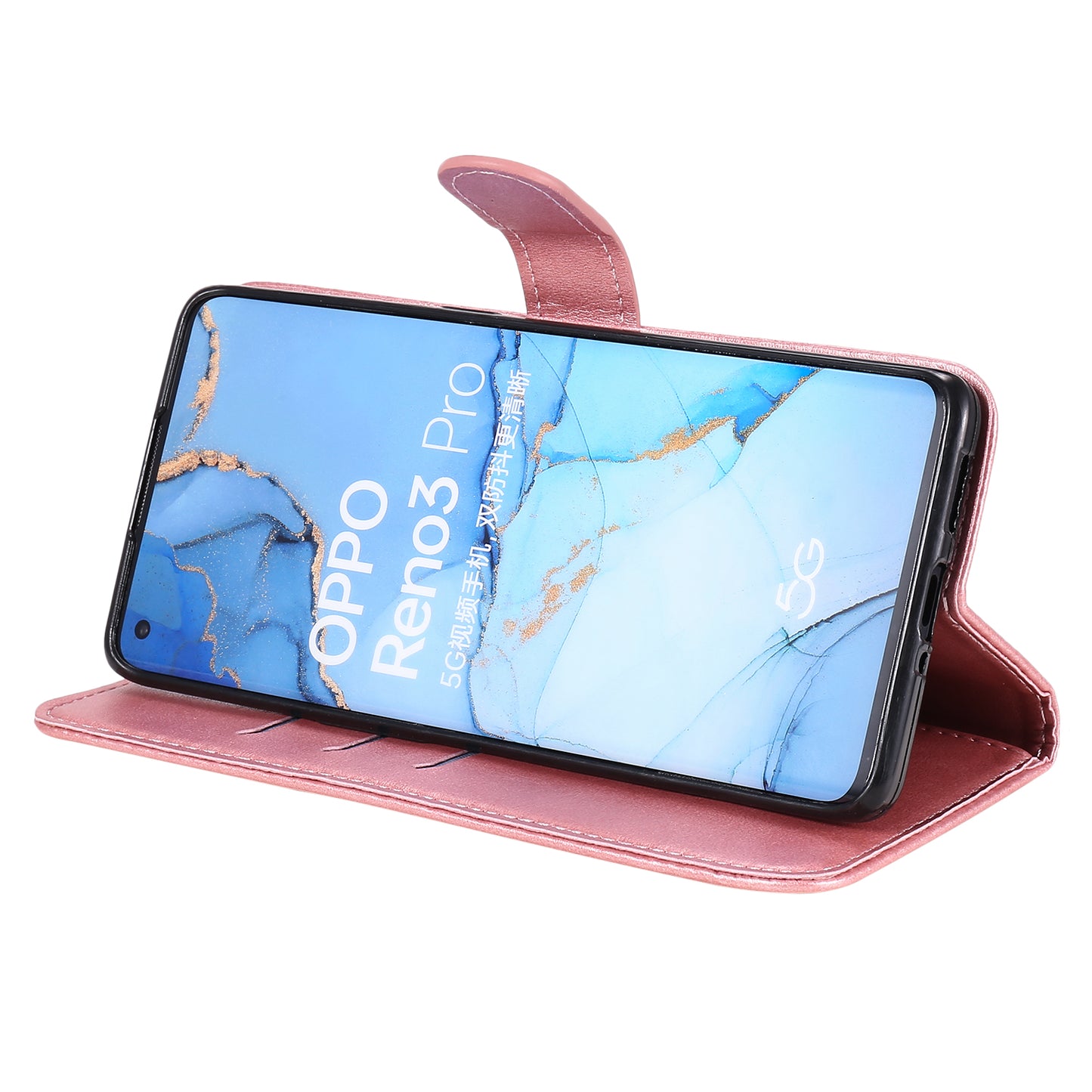 Zipper Pocket Leather Protector Wallet Case for OPPO Find X2 Neo/Reno3 Pro