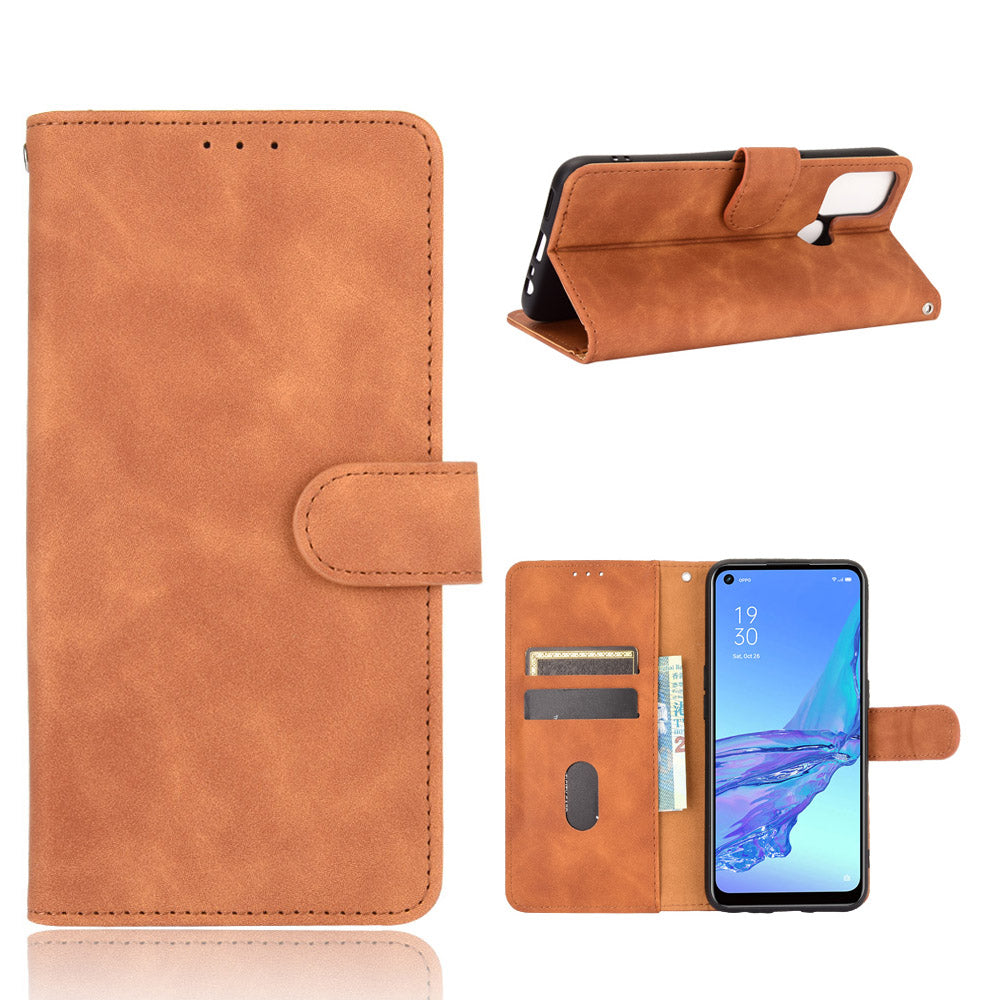 Silky Touch Leather Wallet Case for OPPO A53 (2020)/A32 (2020)