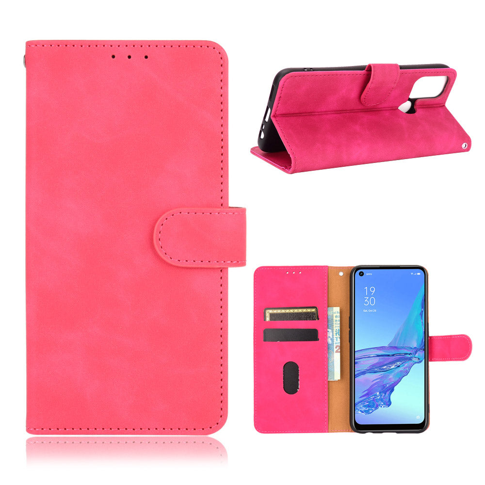 Silky Touch Leather Wallet Case for OPPO A53 (2020)/A32 (2020)