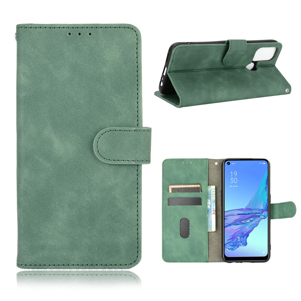 Silky Touch Leather Wallet Case for OPPO A53 (2020)/A32 (2020)