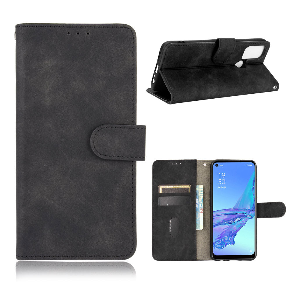 Silky Touch Leather Wallet Case for OPPO A53 (2020)/A32 (2020)