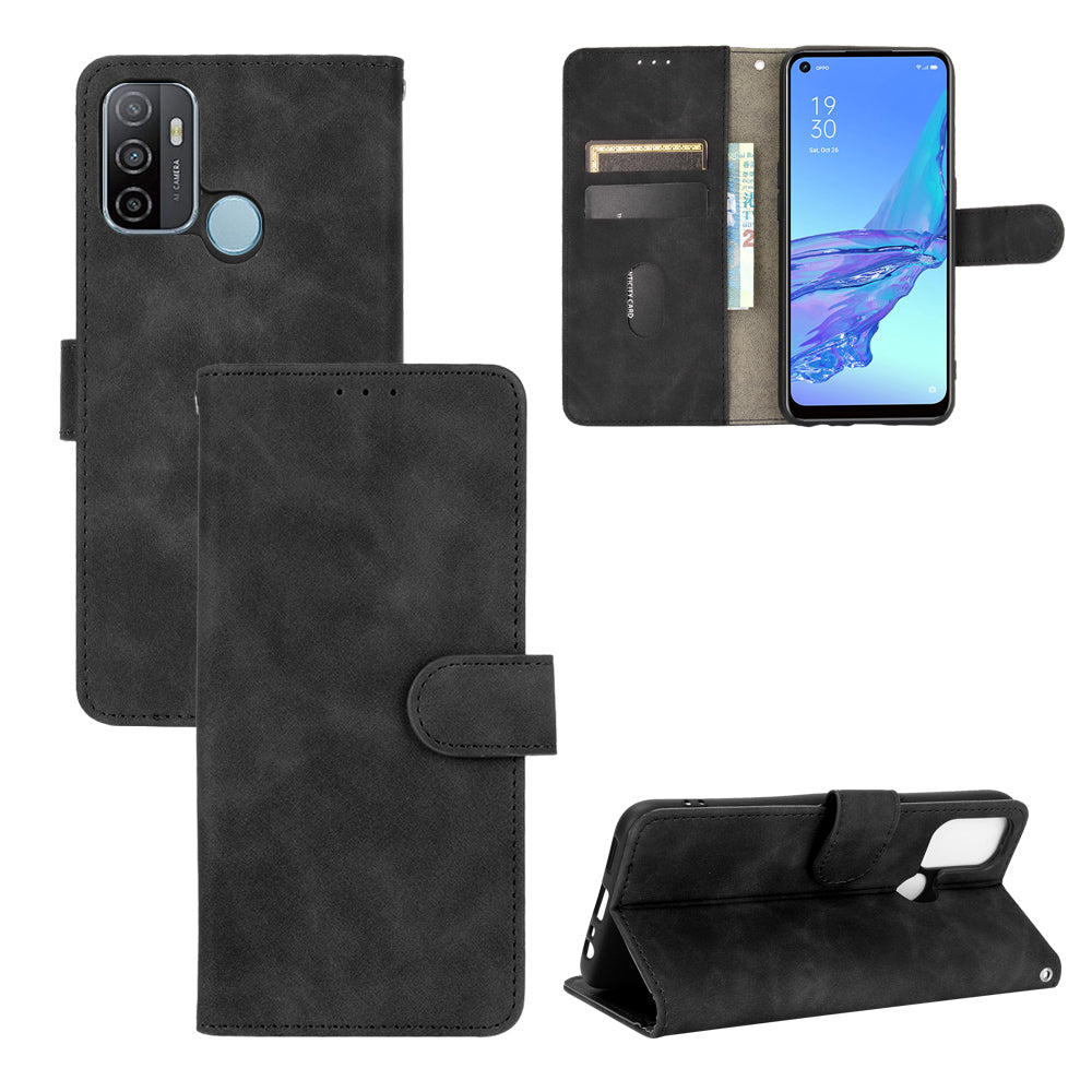 Silky Touch Leather Wallet Case for OPPO A53 (2020)/A32 (2020)