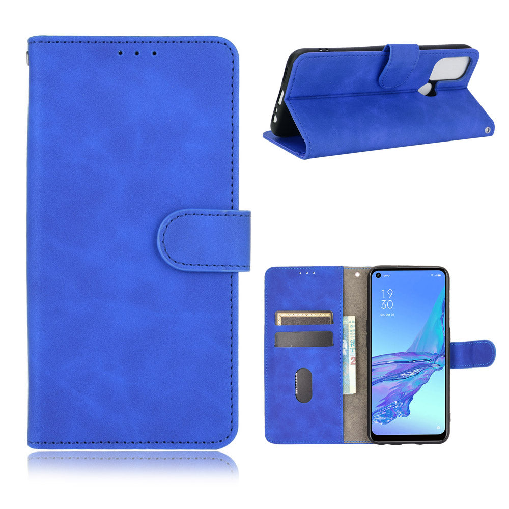 Silky Touch Leather Wallet Case for OPPO A53 (2020)/A32 (2020)