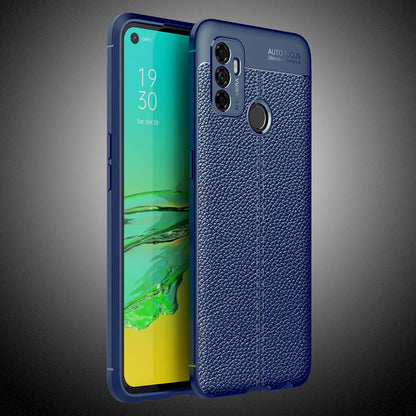 Litchi Texture Soft TPU Back Shell for Oppo A53(2020)- Blue