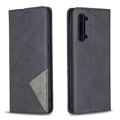 Geometric Pattern Leather Stand Case Card Holder Shell for Oppo Find X2 Lite