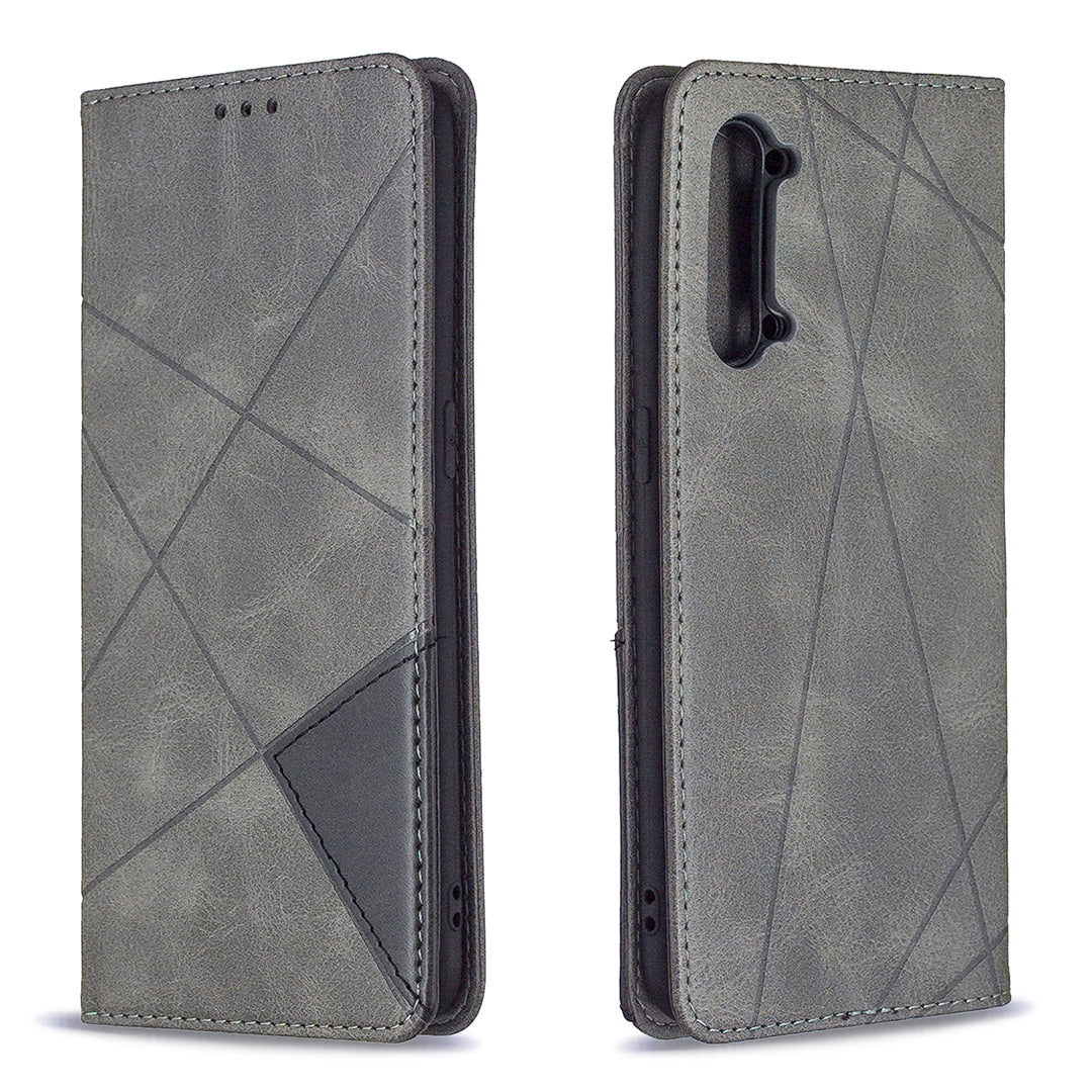 Geometric Pattern Leather Stand Case Card Holder Shell for Oppo Find X2 Lite