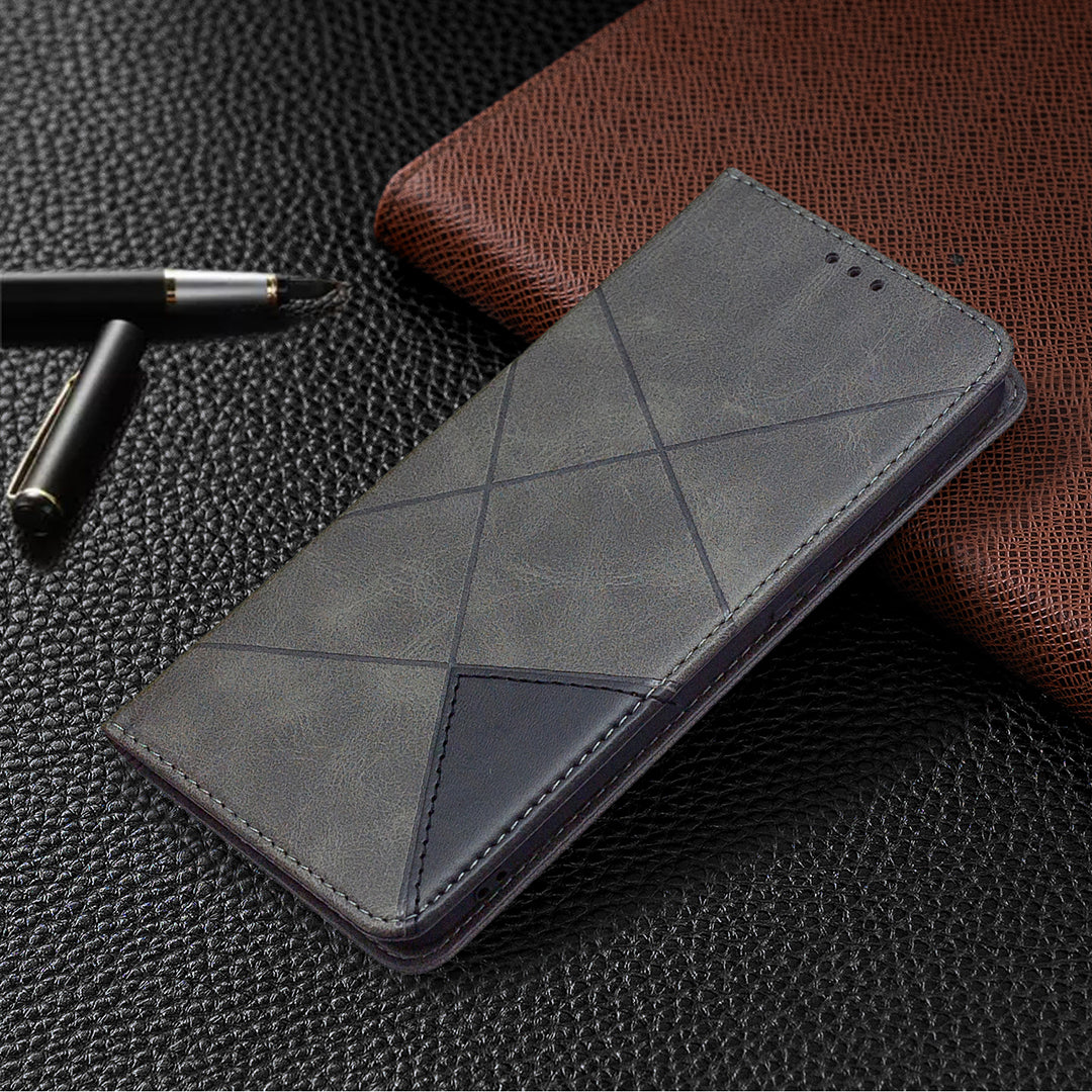 Geometric Pattern Leather Stand Case Card Holder Shell for Oppo Find X2 Lite