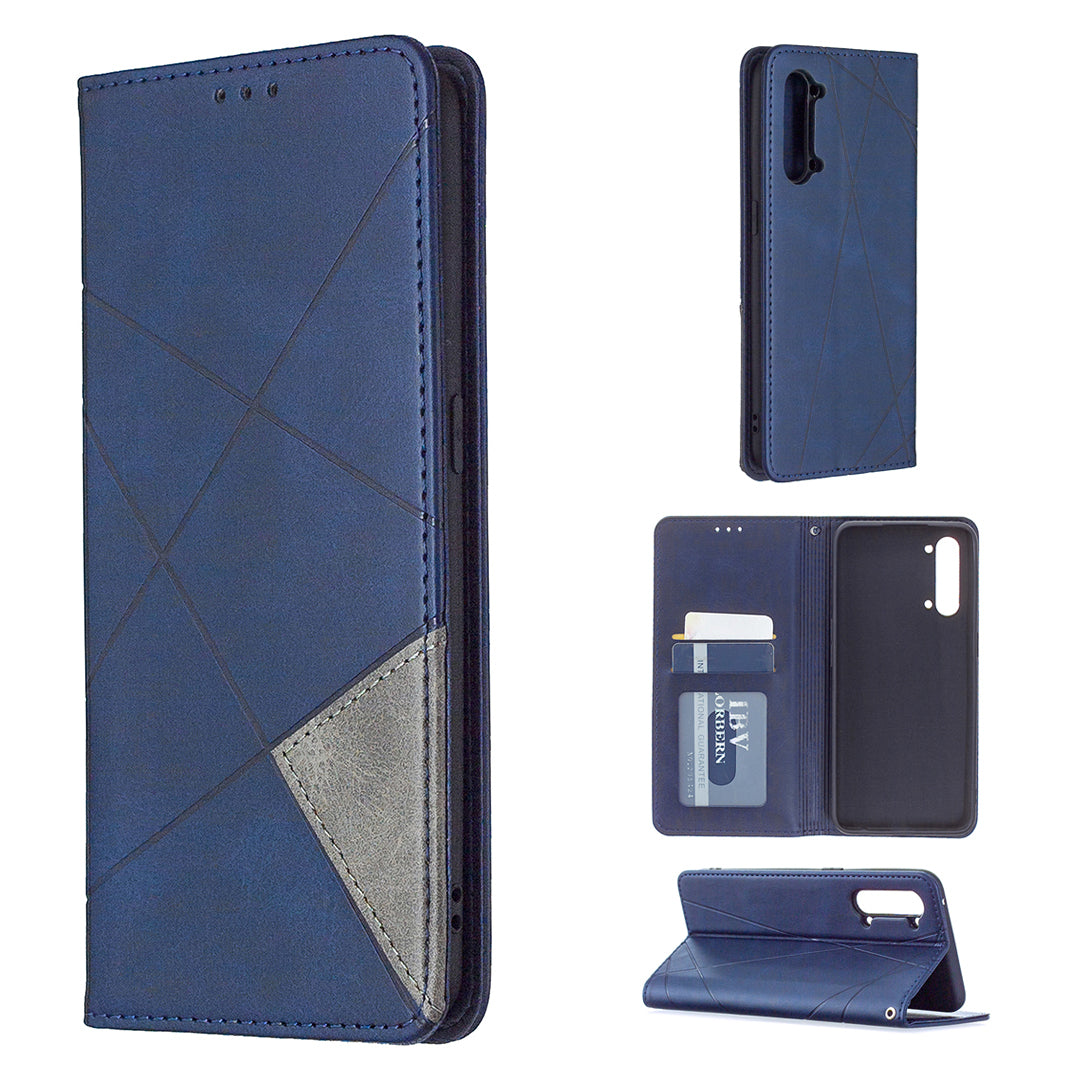 Geometric Pattern Leather Stand Case Card Holder Shell for Oppo Find X2 Lite