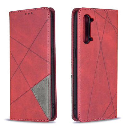 Geometric Pattern Leather Stand Case Card Holder Shell for Oppo Find X2 Lite