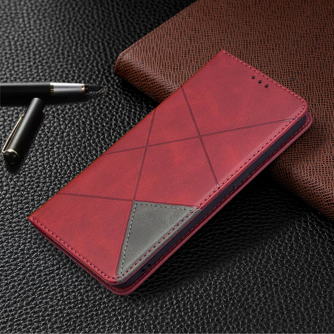 Geometric Pattern Leather Stand Case Card Holder Shell for Oppo Find X2 Lite