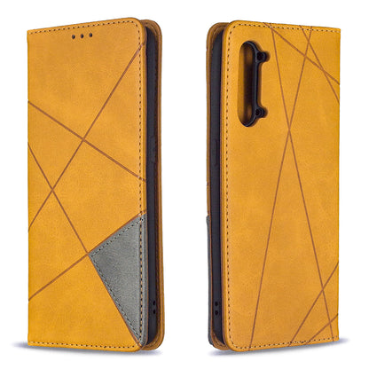 Geometric Pattern Leather Stand Case Card Holder Shell for Oppo Find X2 Lite