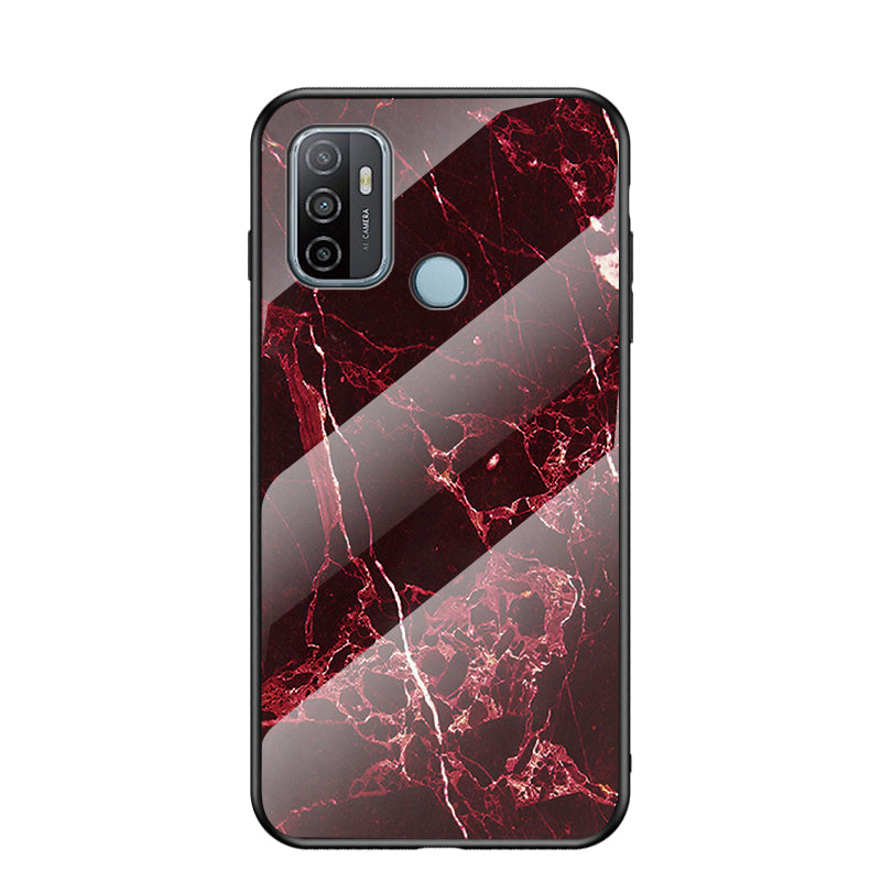 Marbling Pattern Tempered Glass and PC Phone Shell with TPU Edge for Oppo A53(2020)