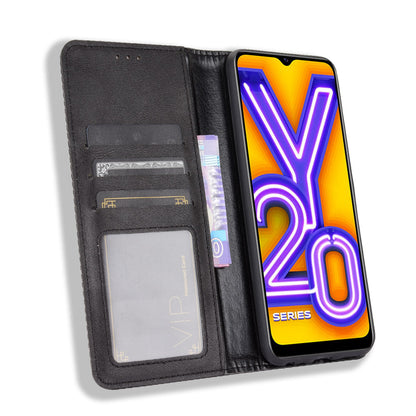 Retro Style PU Leather Stand Wallet Phone Casing for vivo Y20/Y20i