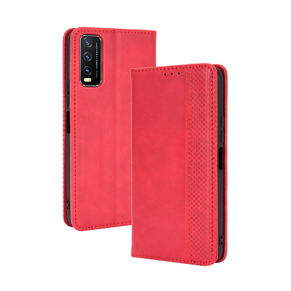 Retro Style PU Leather Stand Wallet Phone Casing for vivo Y20/Y20i