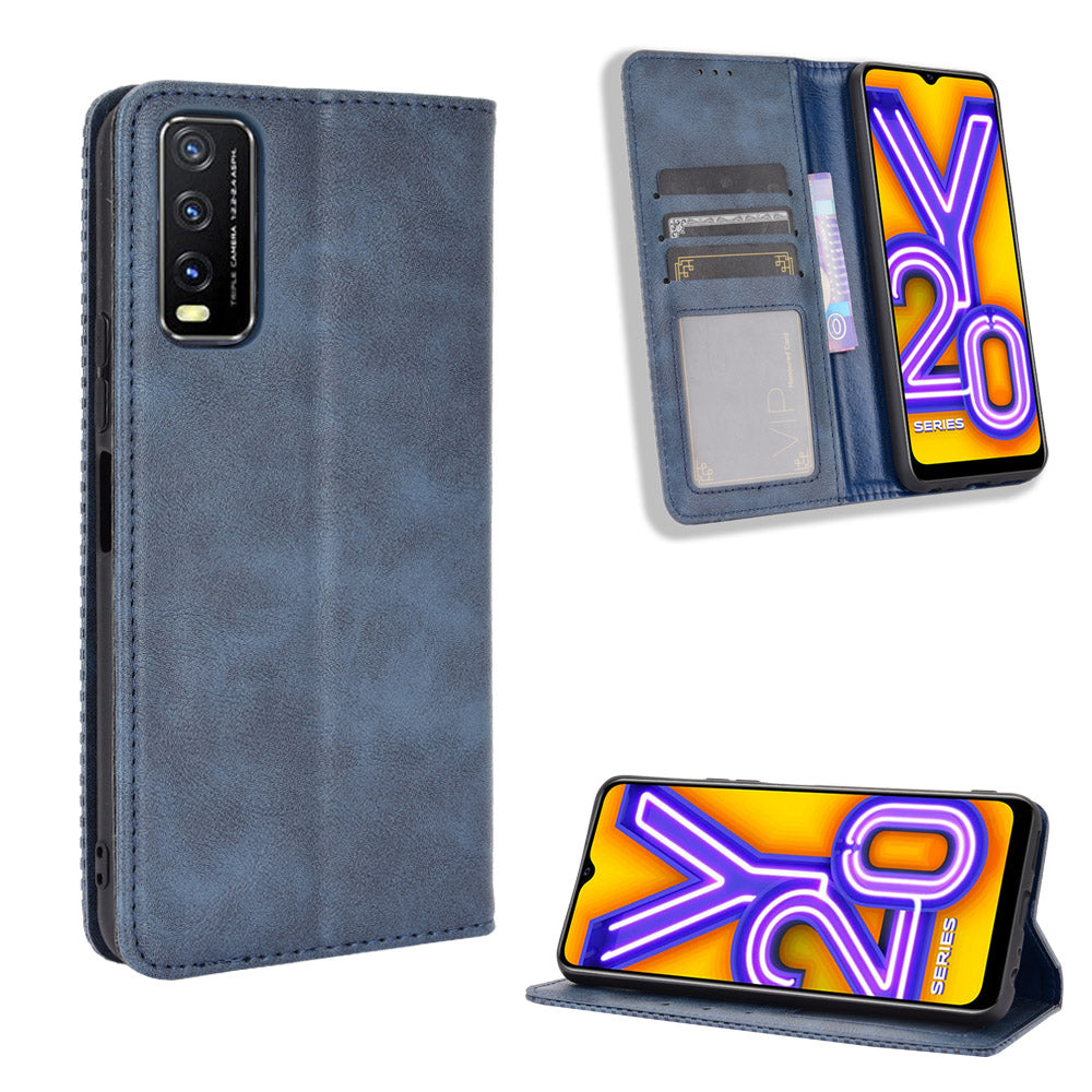 Retro Style PU Leather Stand Wallet Phone Casing for vivo Y20/Y20i