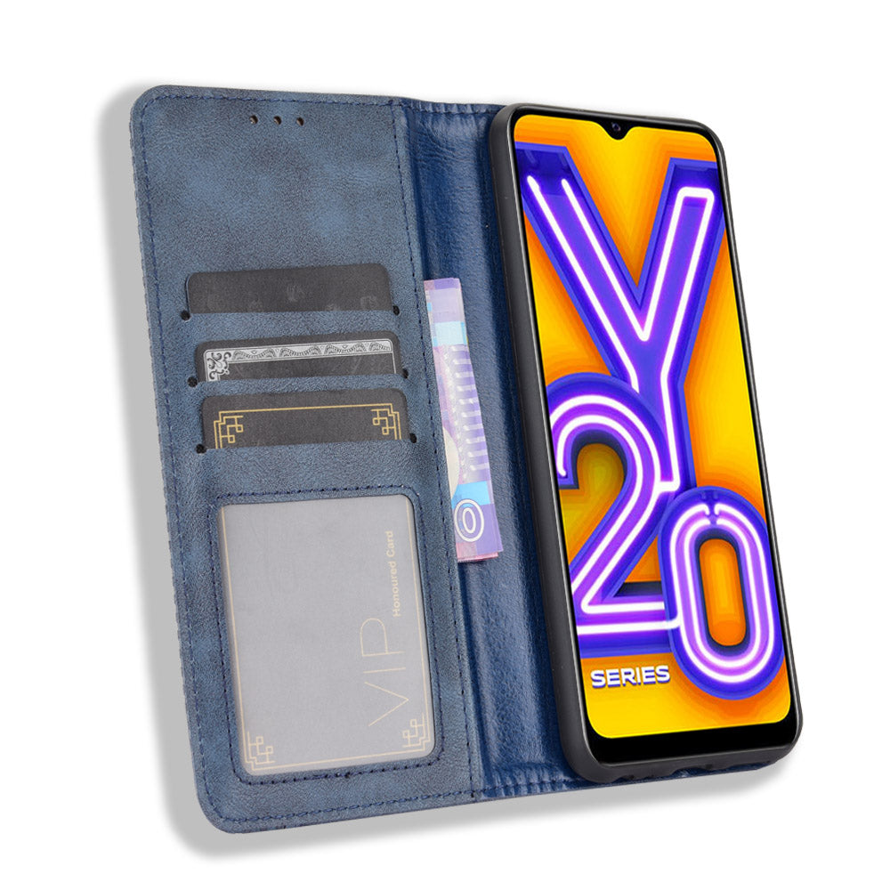 Retro Style PU Leather Stand Wallet Phone Casing for vivo Y20/Y20i