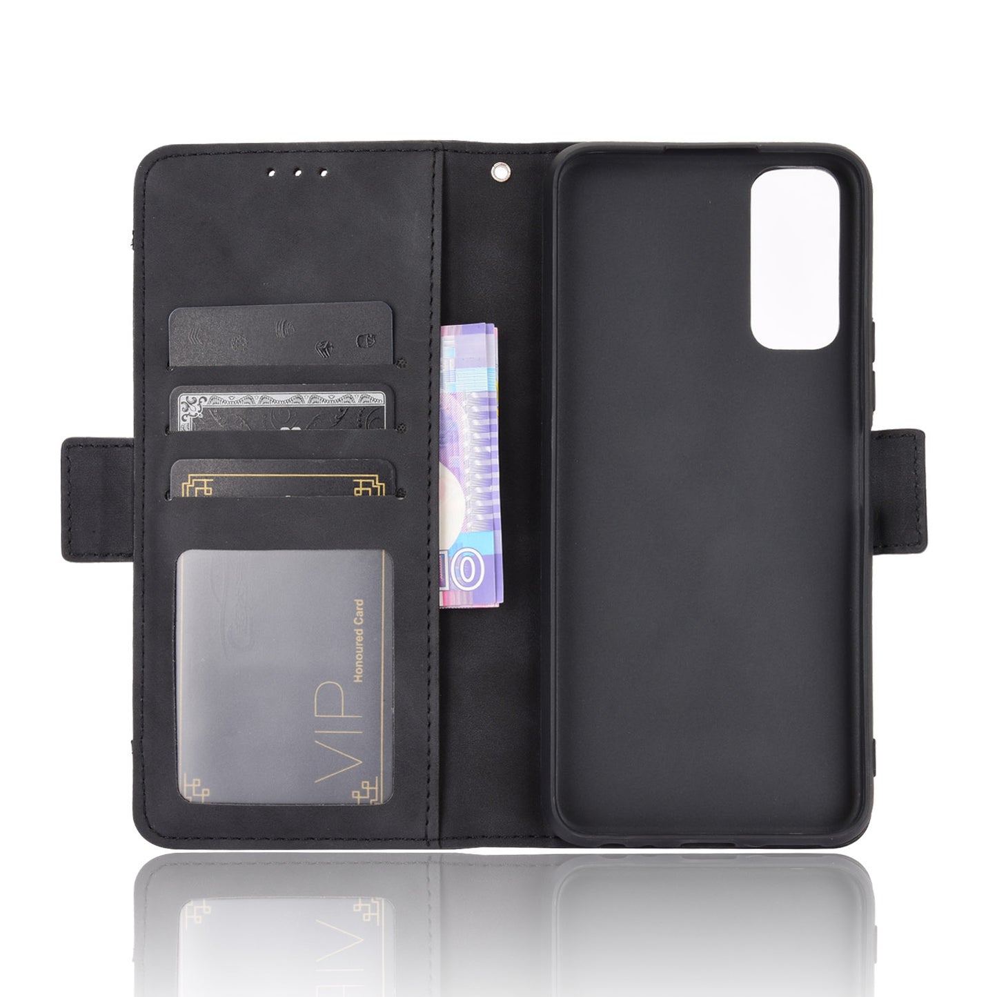 Leather Wallet Phone Cover Shell with Multiple Card-Carrying Slots for Vivo Y20 2020/Y20i