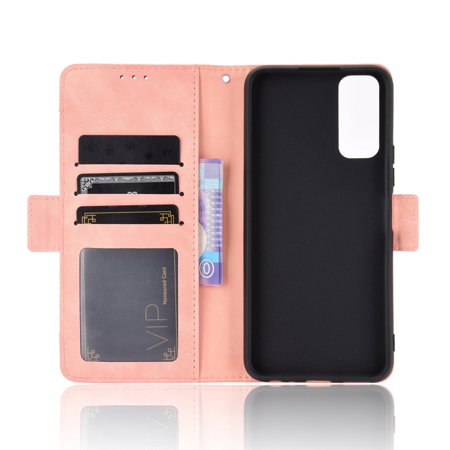 Leather Wallet Phone Cover Shell with Multiple Card-Carrying Slots for Vivo Y20 2020/Y20i