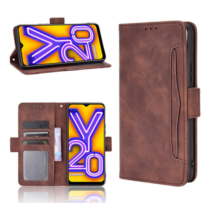 Leather Wallet Phone Cover Shell with Multiple Card-Carrying Slots for Vivo Y20 2020/Y20i