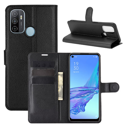 Litchi Skin Wallet Leather Cell Phone Case for Oppo A53 (2020)