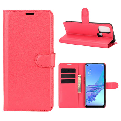 Litchi Skin Wallet Leather Cell Phone Case for Oppo A53 (2020)