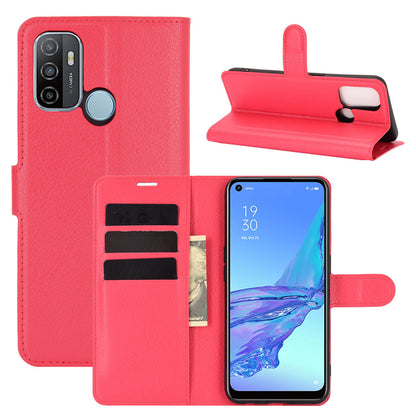 Litchi Skin Wallet Leather Cell Phone Case for Oppo A53 (2020)