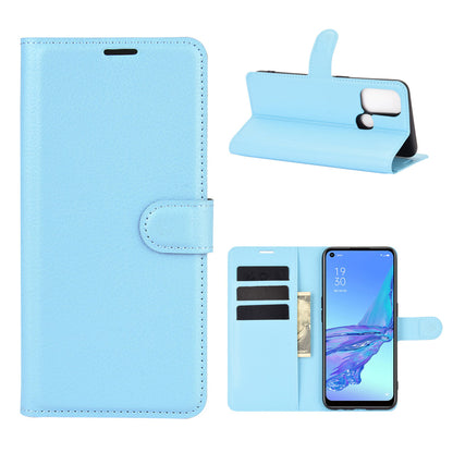 Litchi Skin Wallet Leather Cell Phone Case for Oppo A53 (2020)