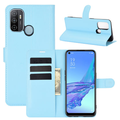 Litchi Skin Wallet Leather Cell Phone Case for Oppo A53 (2020)