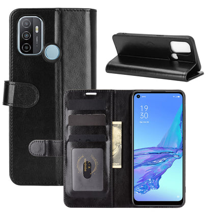 Crazy Horse Skin Leather Shell with Wallet Case for Oppo A53 (2020)