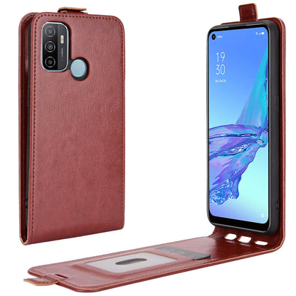 Crazy Horse Vertical Leather Card Holder Case for OPPO A53 (2020)