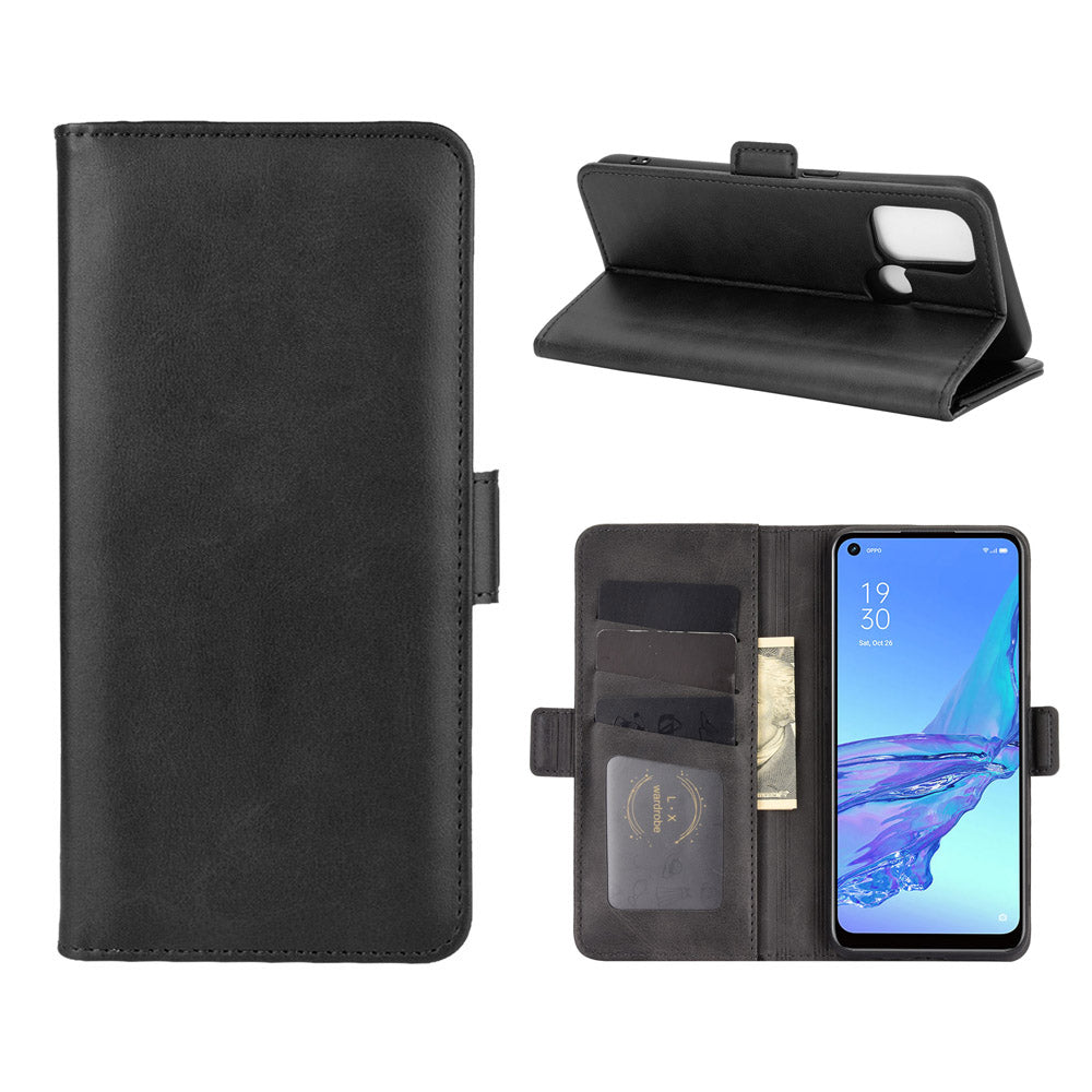 Magnetic Double Clasp Leather Wallet Stand Cover for OPPO A53 (2020)