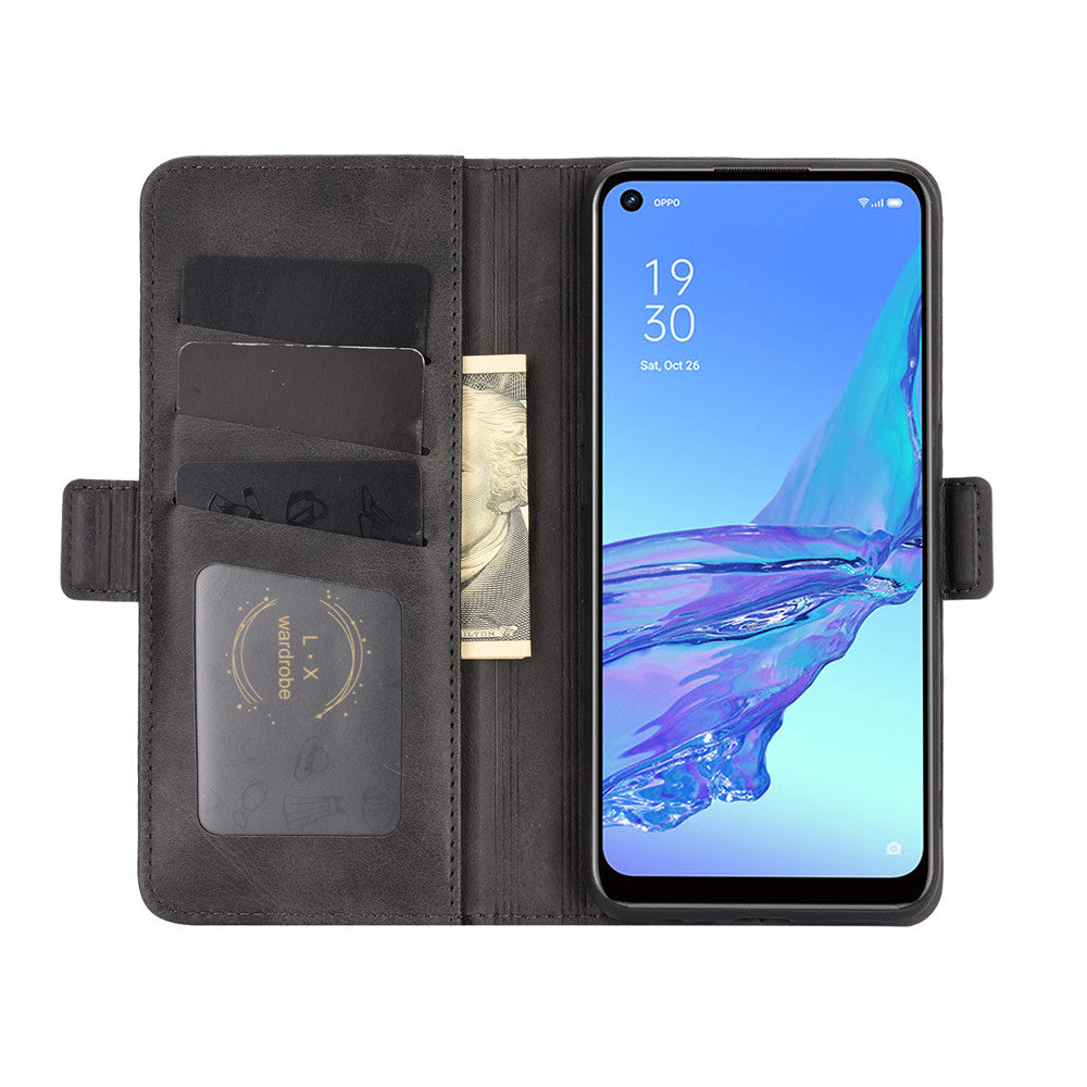 Magnetic Double Clasp Leather Wallet Stand Cover for OPPO A53 (2020)