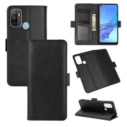 Magnetic Double Clasp Leather Wallet Stand Cover for OPPO A53 (2020)