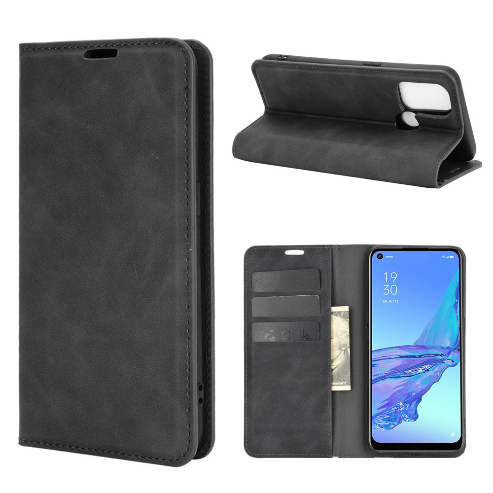 Silky Touch Leather Stand Shell Case for OPPO A53(2020)