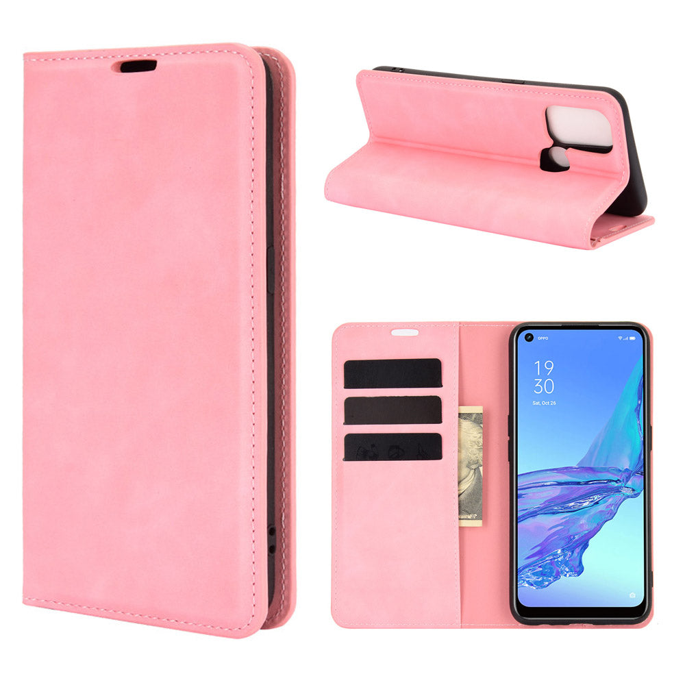 Silky Touch Leather Stand Shell Case for OPPO A53(2020)