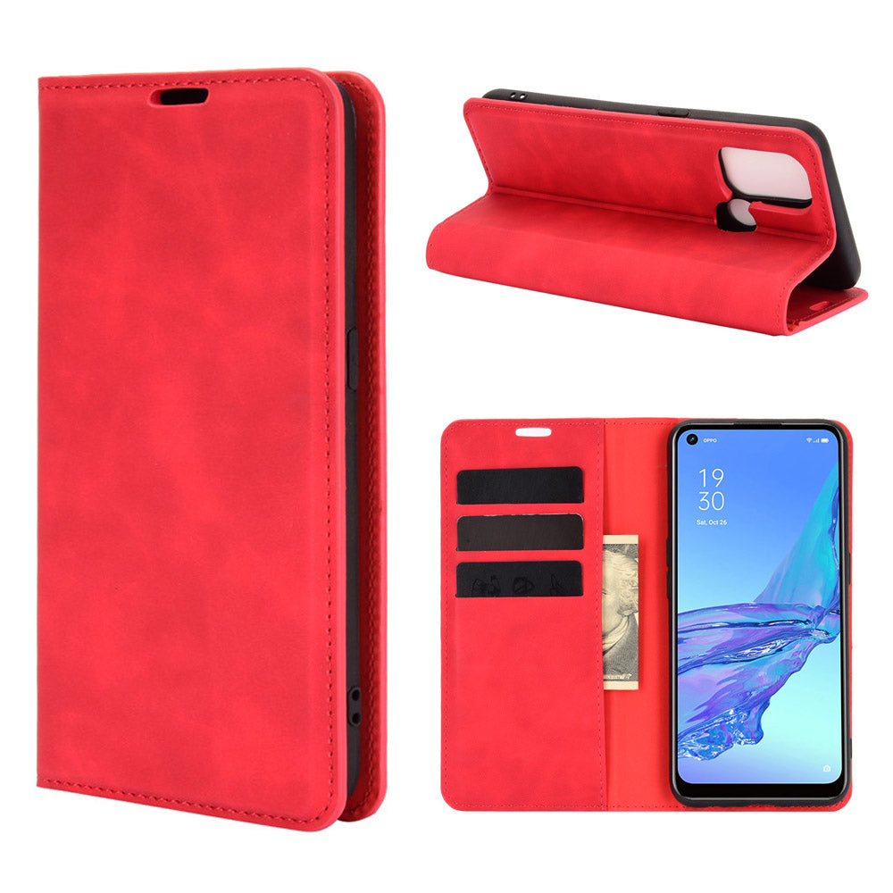 Silky Touch Leather Stand Shell Case for OPPO A53(2020)