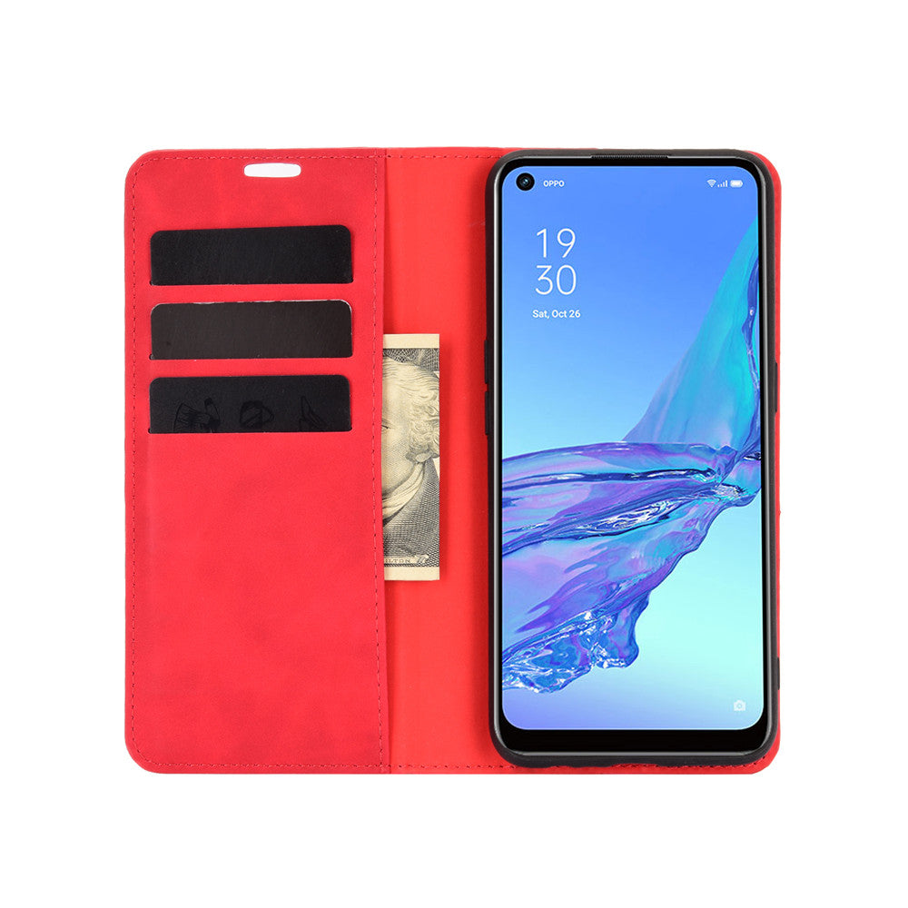 Silky Touch Leather Stand Shell Case for OPPO A53(2020)