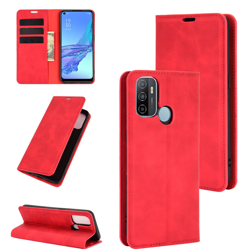 Silky Touch Leather Stand Shell Case for OPPO A53(2020)