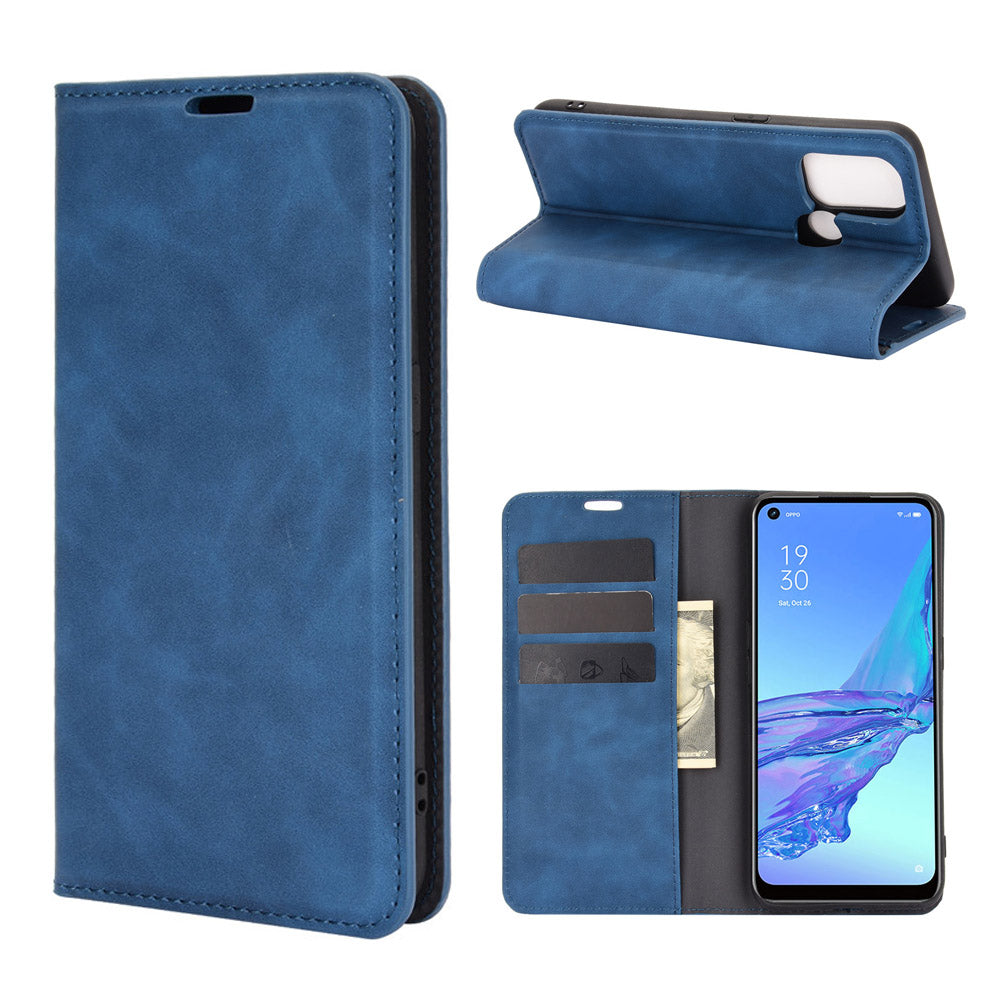 Silky Touch Leather Stand Shell Case for OPPO A53(2020)