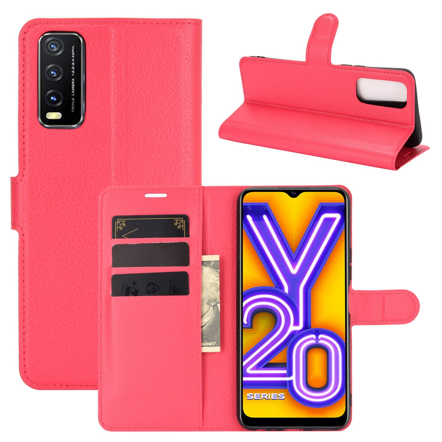 Litchi Skin Wallet Leather Cell Phone Case for vivo Y20s/ Y11s/ Y30 (China)/ Y20/ Y20i/ iQOO U1x