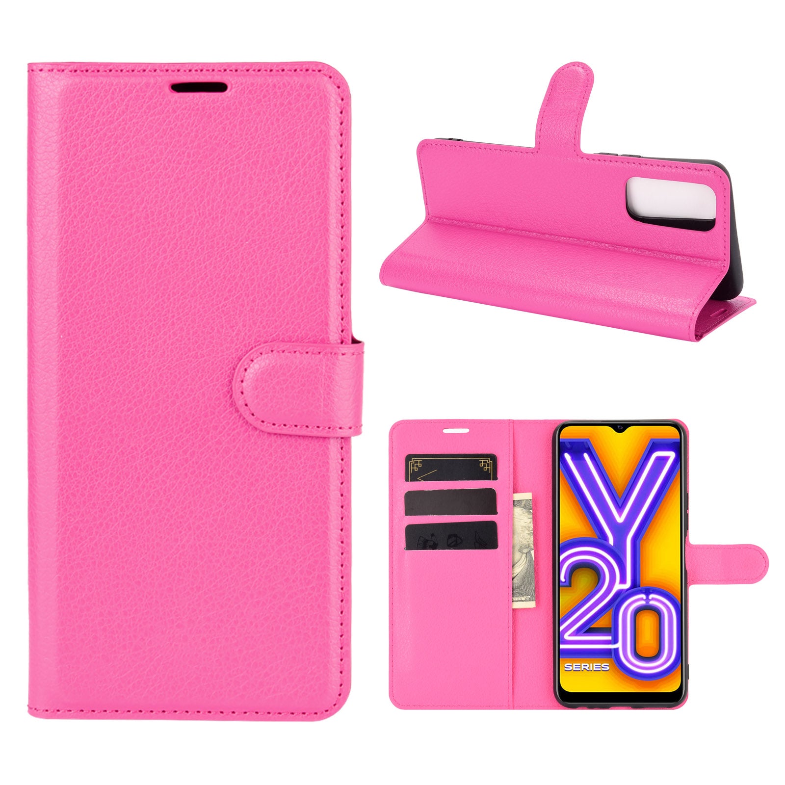 Litchi Skin Wallet Leather Cell Phone Case for vivo Y20s/ Y11s/ Y30 (China)/ Y20/ Y20i/ iQOO U1x