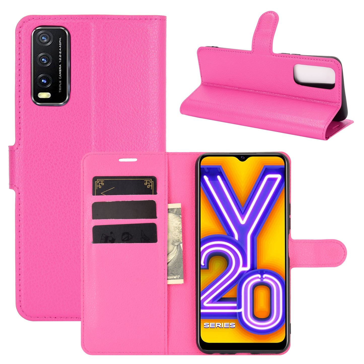 Litchi Skin Wallet Leather Cell Phone Case for vivo Y20s/ Y11s/ Y30 (China)/ Y20/ Y20i/ iQOO U1x