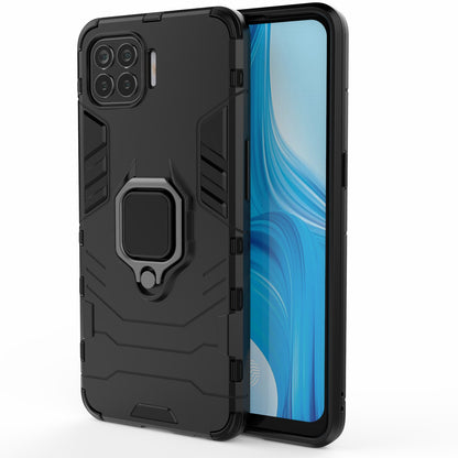 Ring-Shape Kickstand PC + TPU Hybrid Phone Cover for Oppo F17 Pro