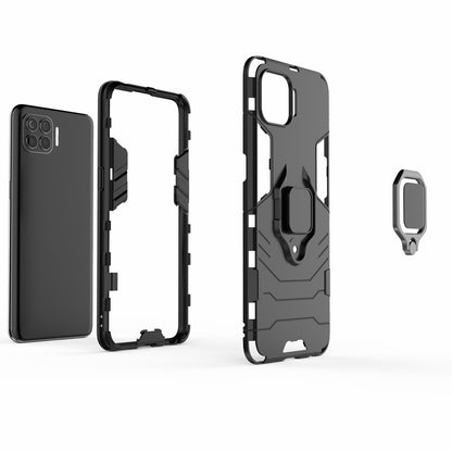 Ring-Shape Kickstand PC + TPU Hybrid Phone Cover for Oppo F17 Pro