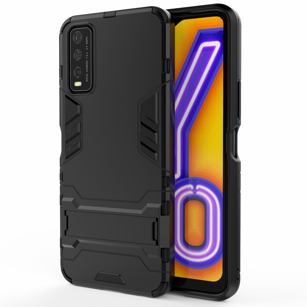 For Vivo Y20 Supporting Kickstand Plastic + TPU  Hybrid Phone Case Shell